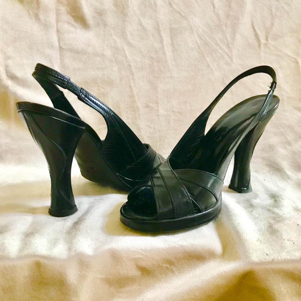 Italian black leather slingback size 6 1/2